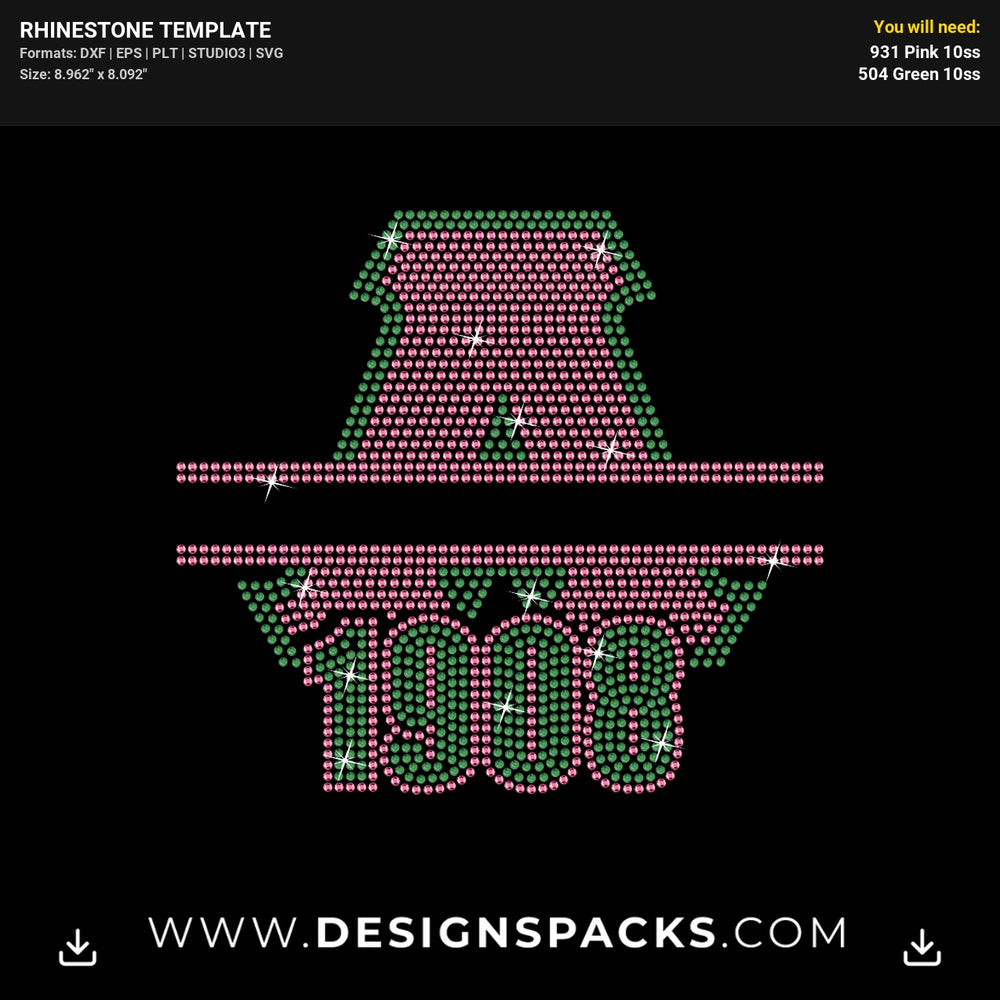 Aka Split 1908 Rhinestone Digital Template