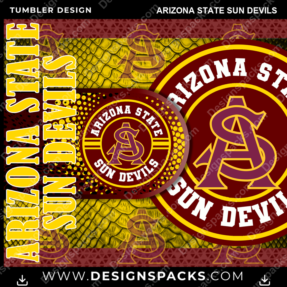 College Sport Hyper Arizona State Sun Devils Tumbler Digital Wrap Design