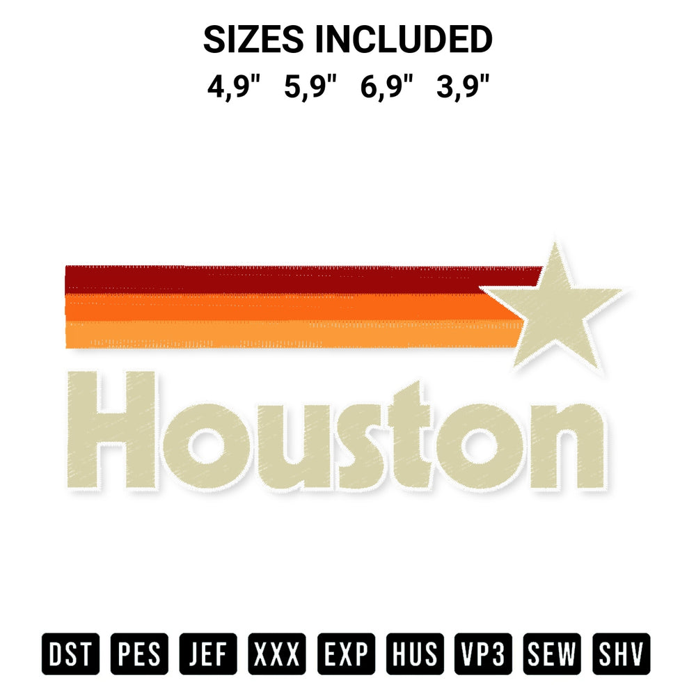 Looking for the perfect pattern? Download the Houston Baseball Retro Vintage Logo Embroidery Design embroidery design today at Designspacks.com. Crisp, clean stitching guaranteed. Available sizes: 4,9", 5,9", 6,9", 3,9".