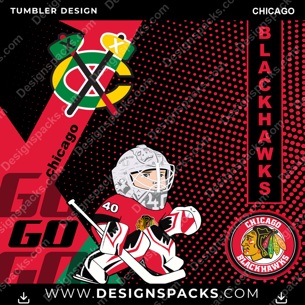 Ice Hockey GO Chicago Tumbler Digital Wrap Design