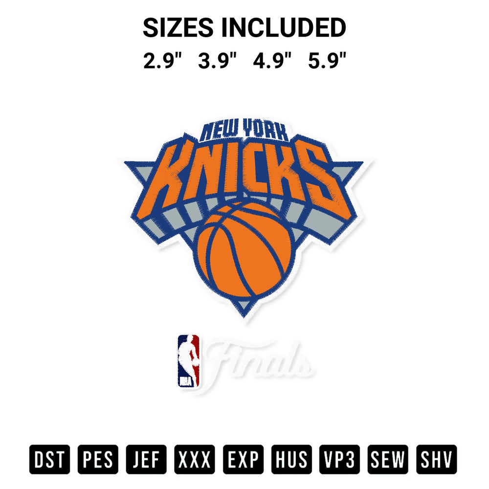 Add a unique touch to your apparel with the New York Knicks Nba Finals Embroidery Design embroidery file. Premium instant download available now on Designspacks.com. Available sizes: 2.9", 3.9", 4.9", 5.9".