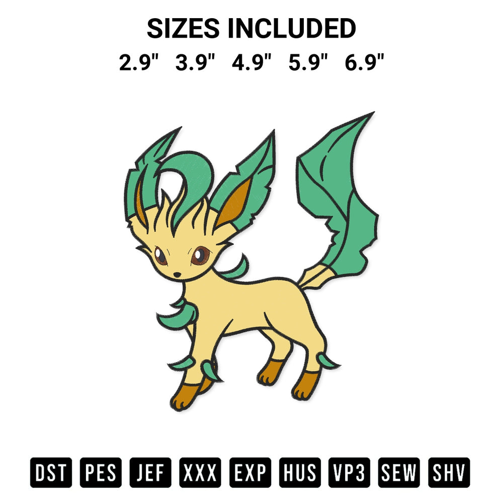 Download the Leafeon Pokemon Embroidery Design machine embroidery design exclusively at Designspacks.com. Premium digitized pattern for apparel and DIY crafts. Available sizes: 2.9", 3.9", 4.9", 5.9", 6.9".