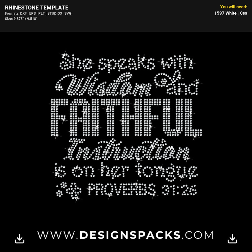 Proverbs 31 26 She Speaks Wisdom Rhinestone Digital Template