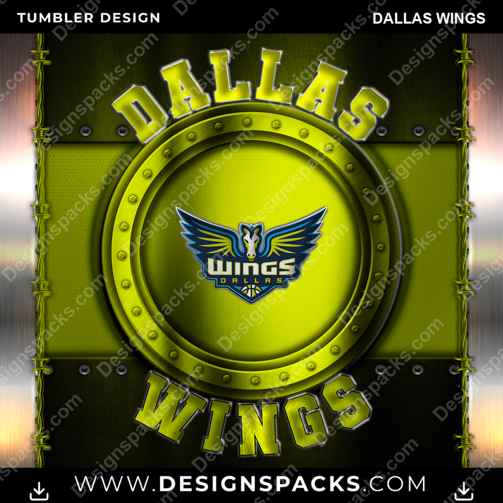 Basketball Metal Dallas Wings Tumbler Digital Wrap Design