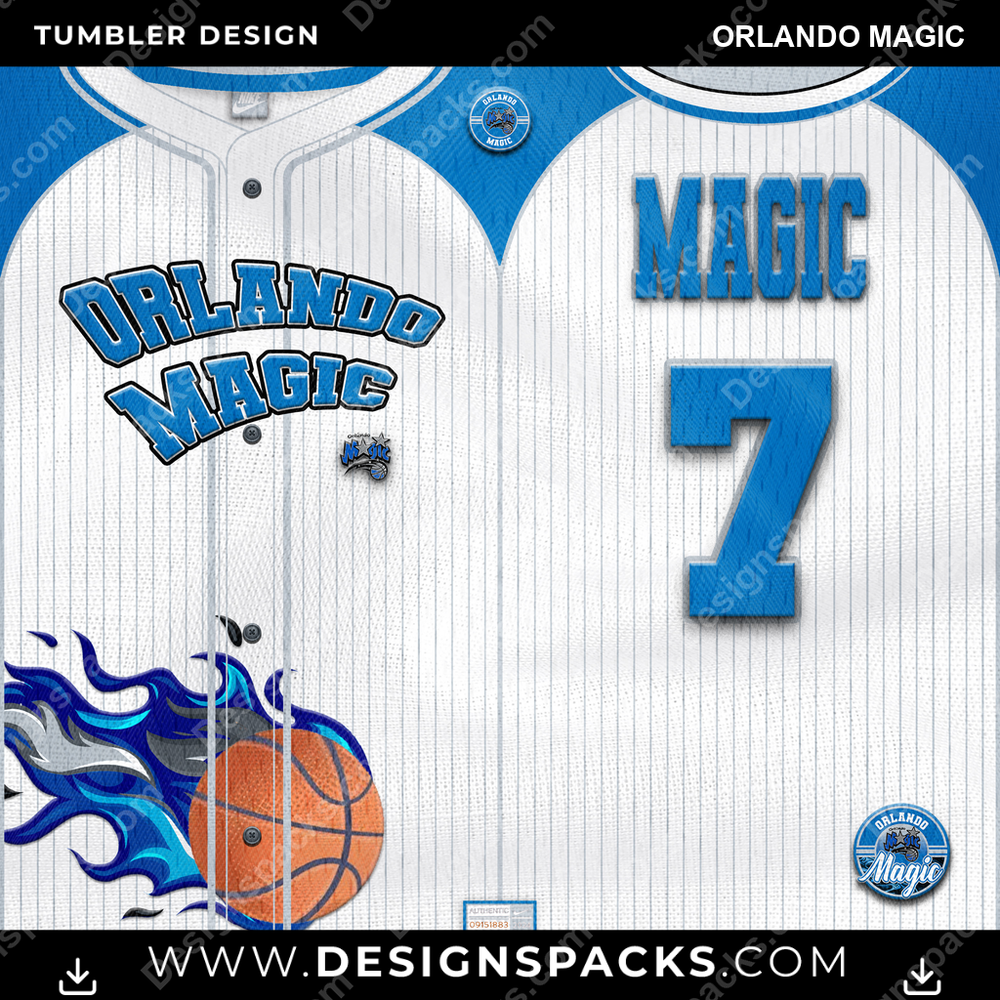 Basketball Team Button-Up Jersey Orlando Magic Tumbler Digital Wrap Design