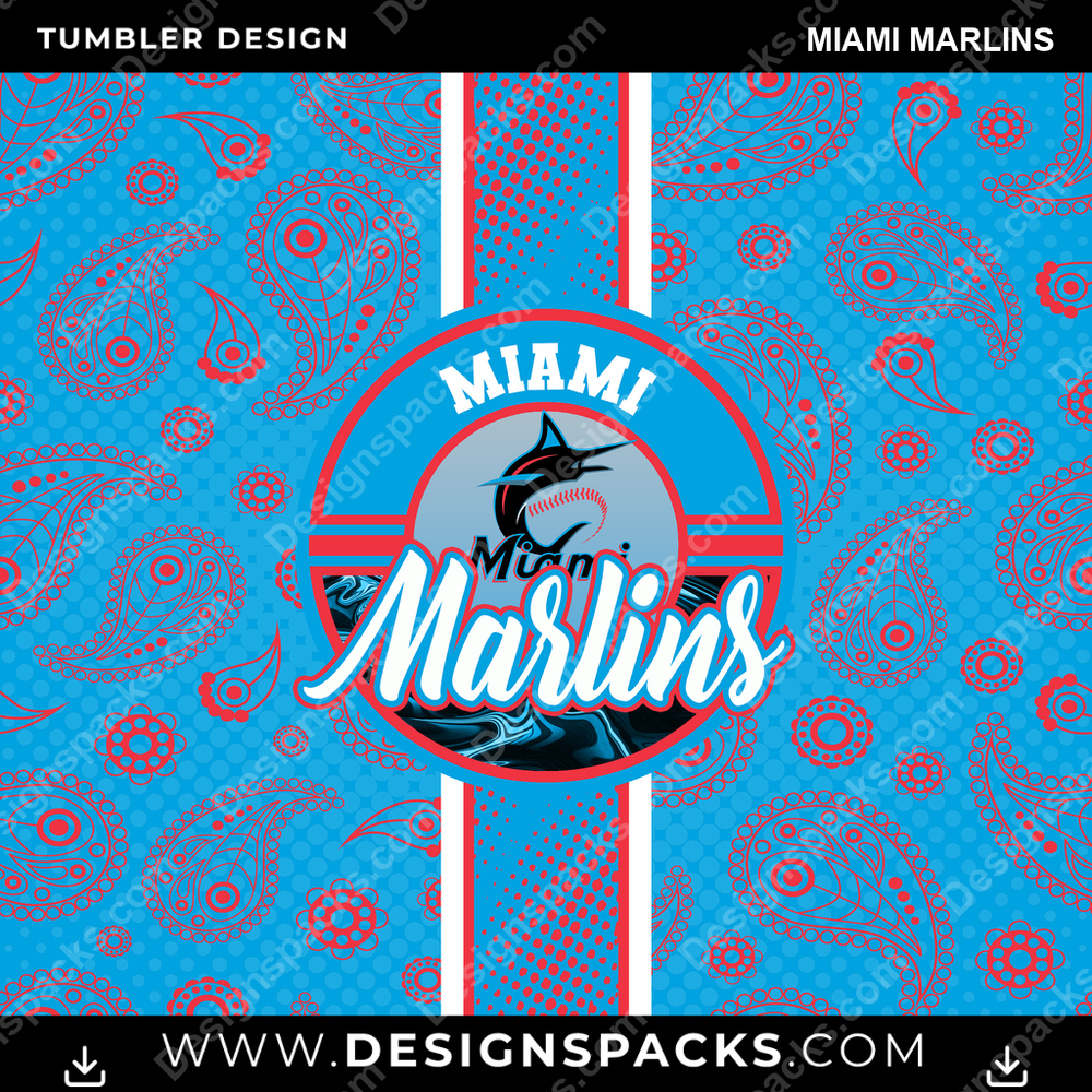 Baseball Handkerchief Miami Marlins Tumbler Digital Wrap Design