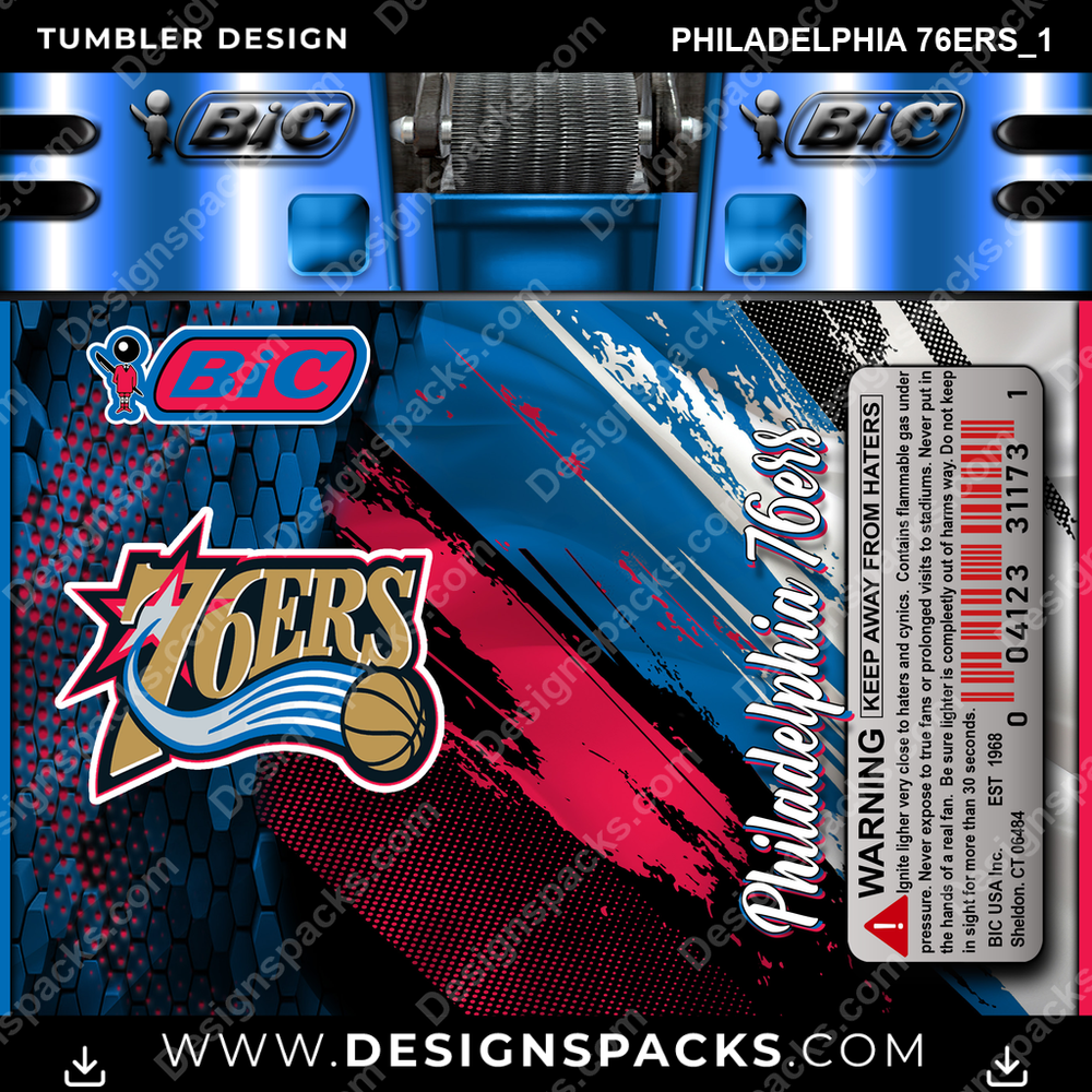 Basketball BIC Lighter Philadelphia 76ers_1 Tumbler Digital Wrap Design