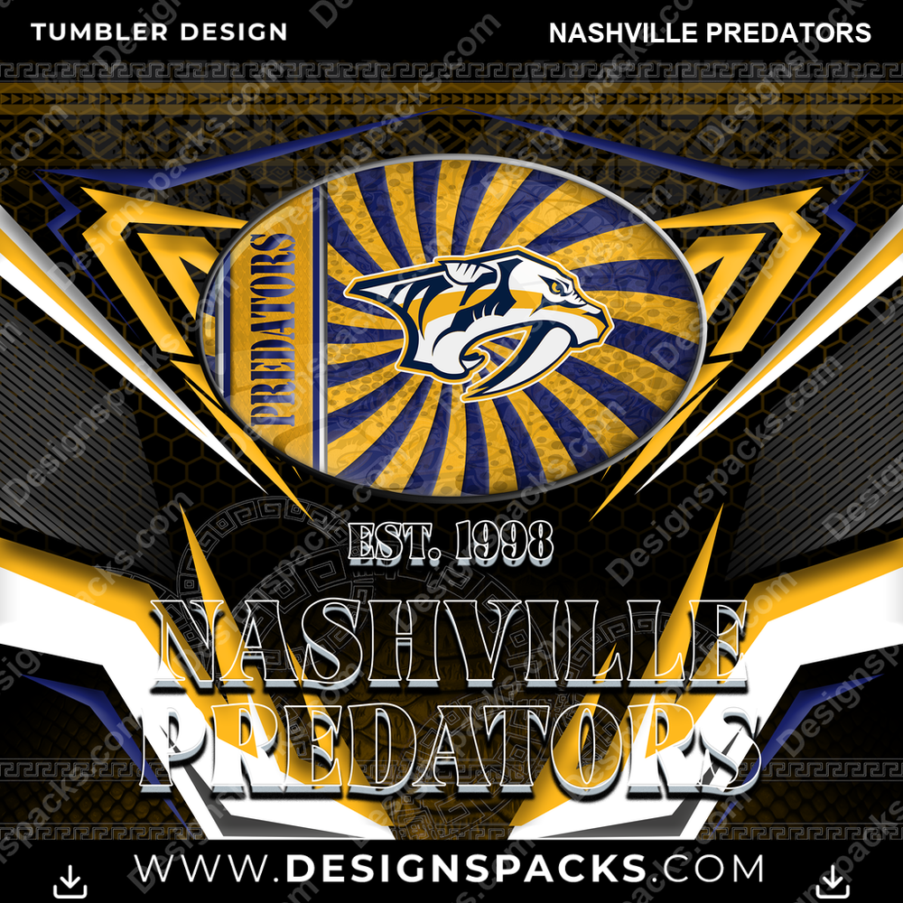 Hockey Tribal Nashville Predators Tumbler Digital Wrap Design