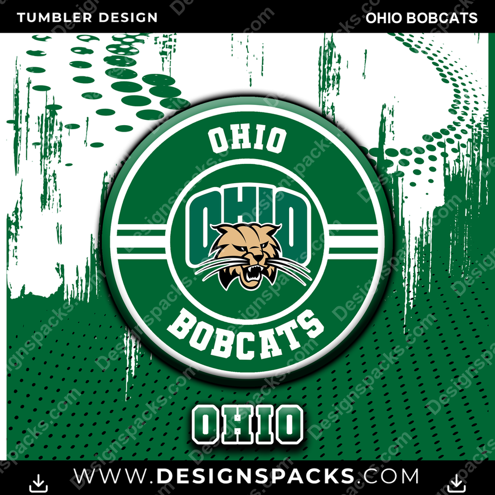 College Sport Dot Logo Ohio Bobcats Tumbler Digital Wrap Design