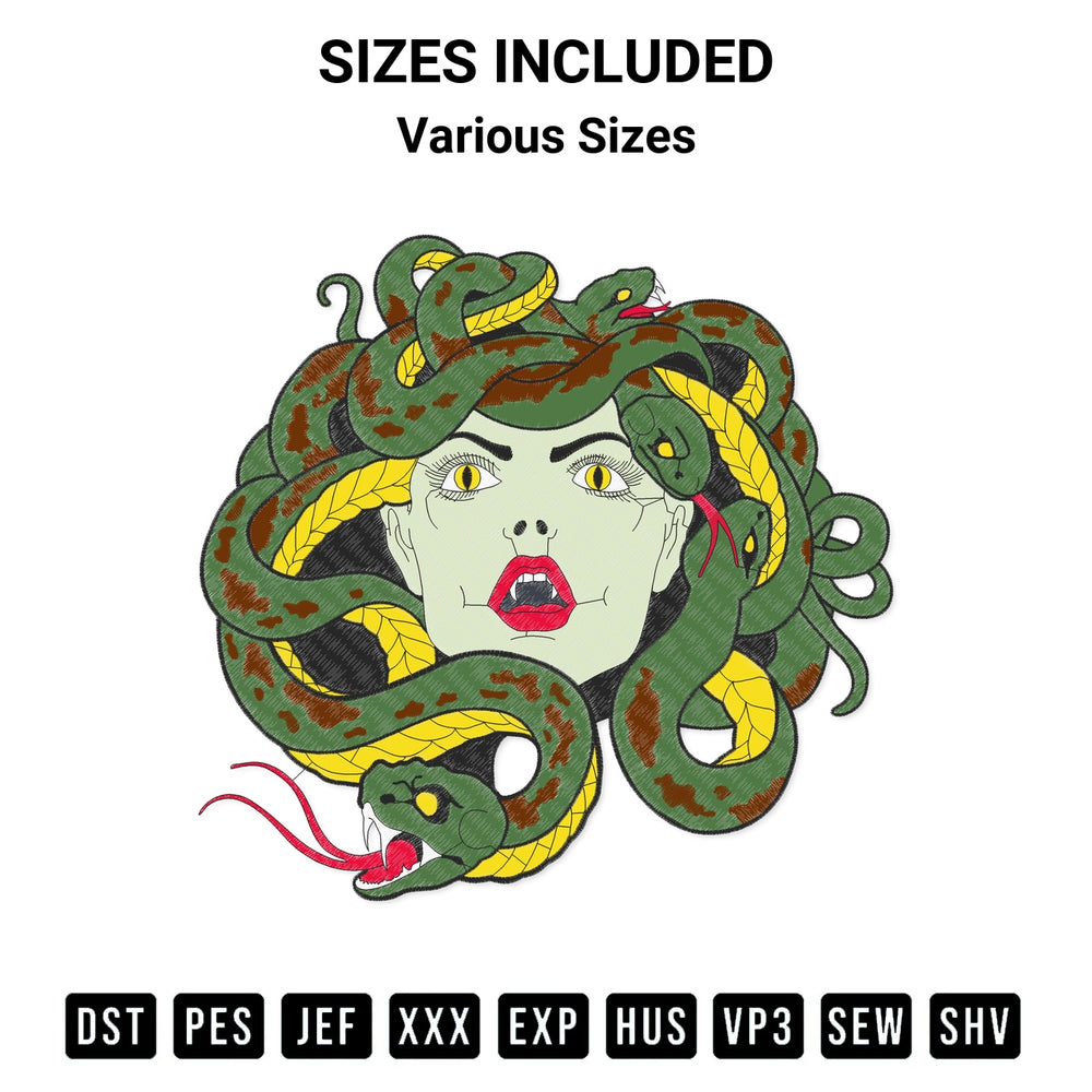 Create amazing crafts with the Medusa Embroidery File Embroidery Design embroidery file. High-quality digital download from Designspacks.com, perfect for beginners and pros. Available sizes: Various Sizes.
