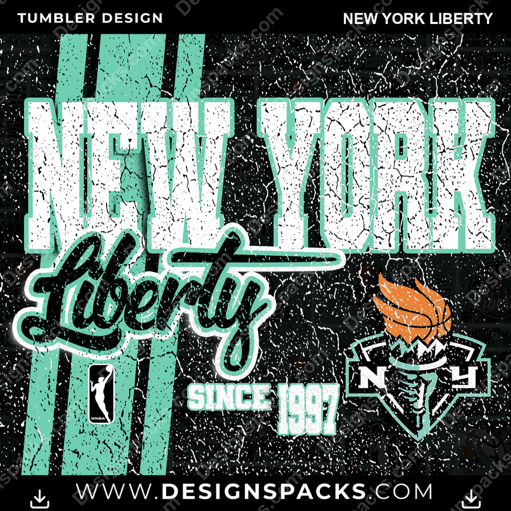 Basketball Grunge New York Liberty Tumbler Digital Wrap Design