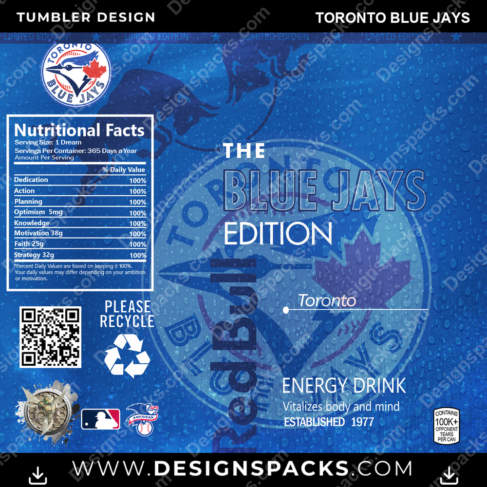 Baseball Red Bull Toronto Blue Jays Tumbler Digital Wrap Design
