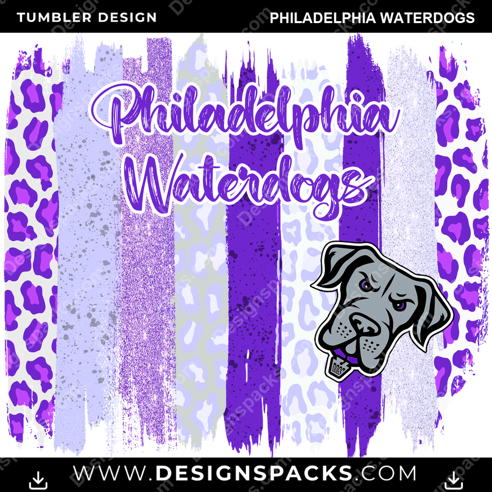 Lacrosse Brush Strokes Philadelphia Waterdogs PLL Lacrosse Tumbler Digital Wrap Design Download