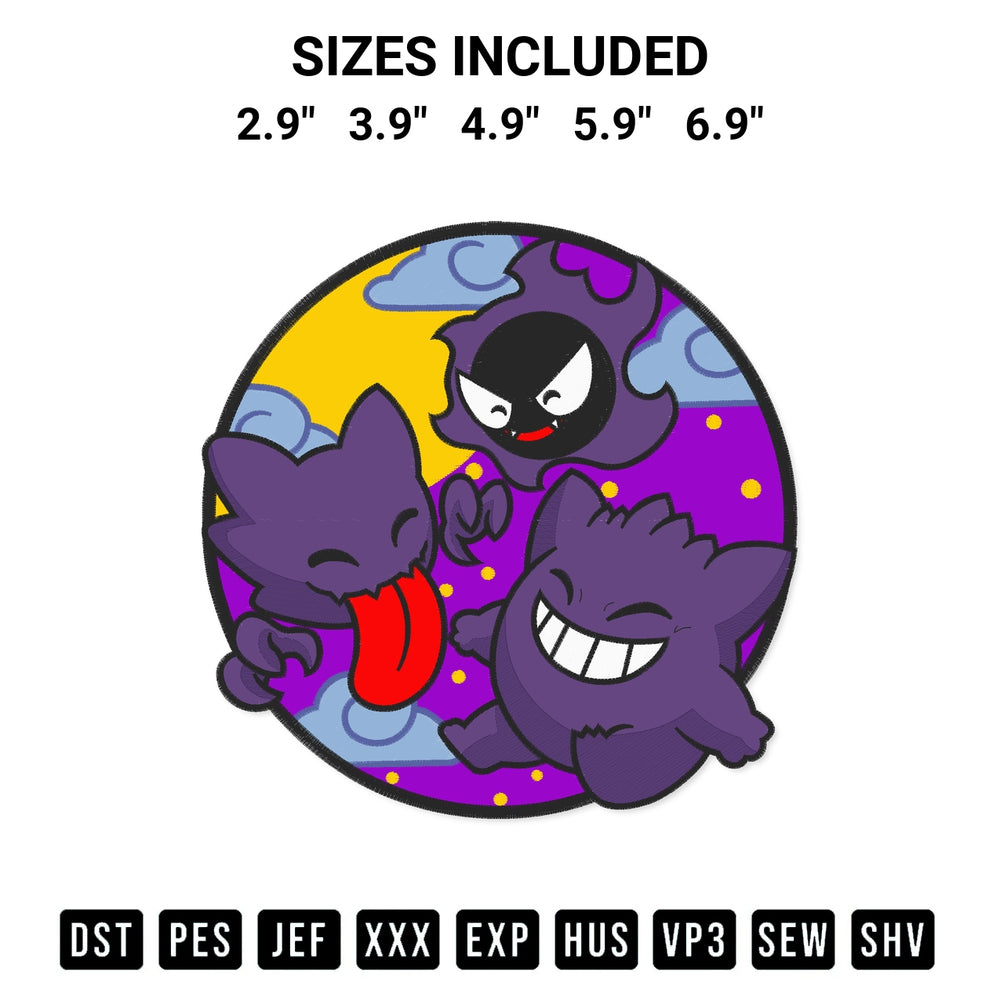 Add a unique touch to your apparel with the Gengar Pokemon Character Embroidery Design embroidery file. Premium instant download available now on Designspacks.com. Available sizes: 2.9", 3.9", 4.9", 5.9", 6.9".
