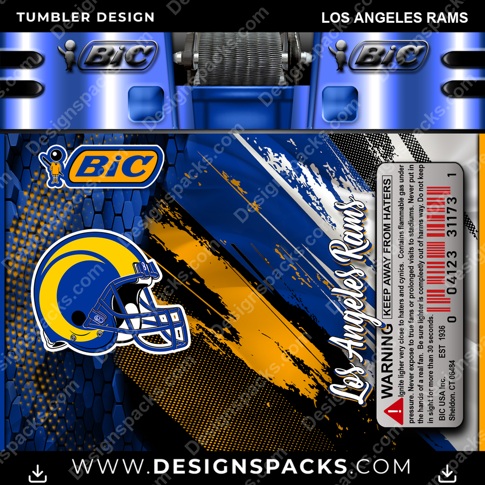 Football BIC Lighter Los Angeles Rams Tumbler Digital Wrap Design