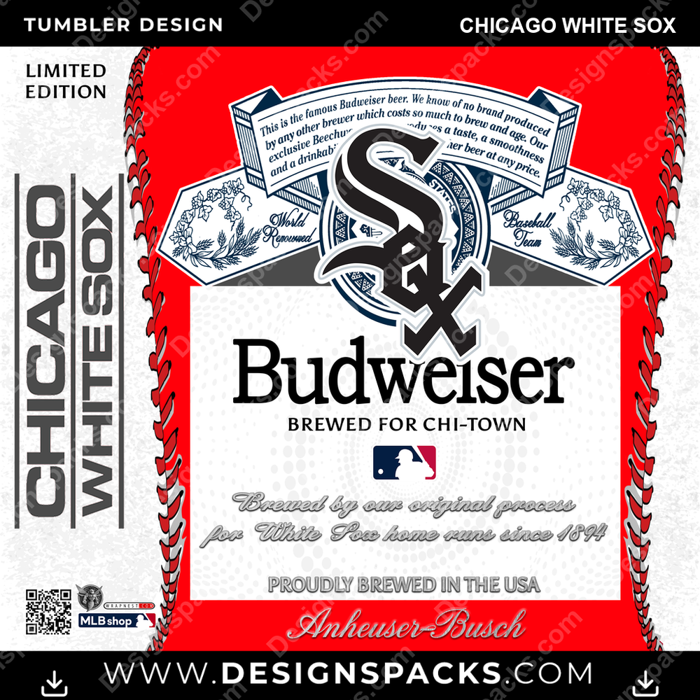 Baseball Bud Chicago White Sox Tumbler Digital Wrap Design