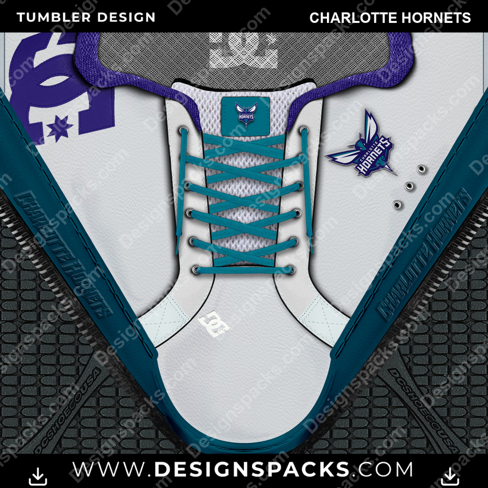 Basketball DC Sneaker Charlotte Hornets Tumbler Digital Wrap Design