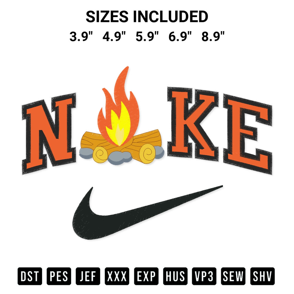 Shop the Nike Fire Embroidery Design machine embroidery pattern at Designspacks.com. Beautifully digitized for flawless stitching on any fabric. Available sizes: 3.9", 4.9", 5.9", 6.9", 8.9".