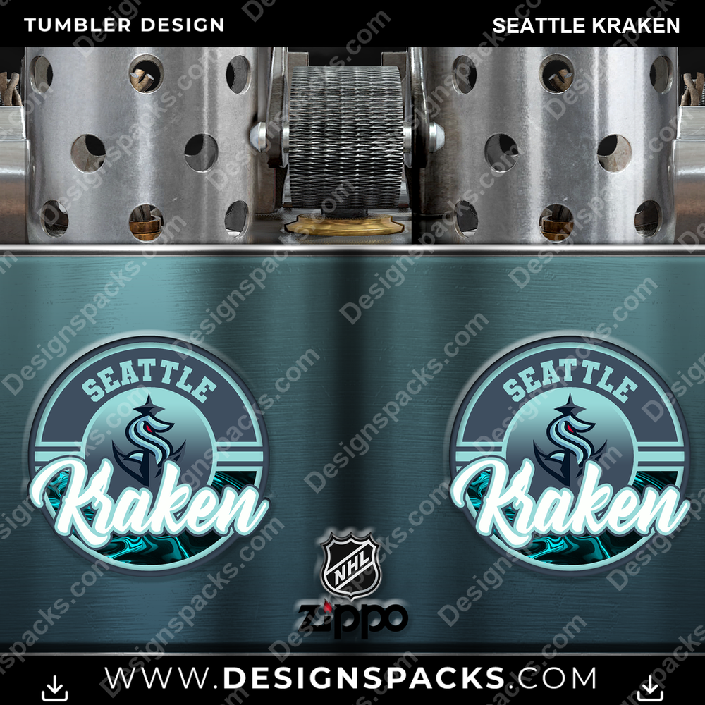 Ice Hockey Zippo Lighter Seattle Kraken NHL Hockey Tumbler Digital Wrap Design Download