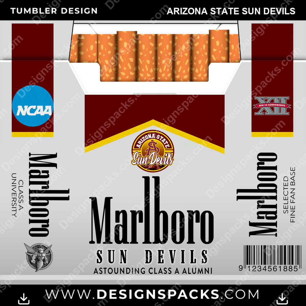 College Sport Marlboro Arizona State Sun Devils NCAA College Sport Tumbler Digital Wrap Design Download
