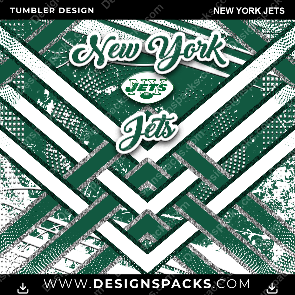 Football Glitter Stripe New York Jets NFL Football Tumbler Digital Wrap Design Download