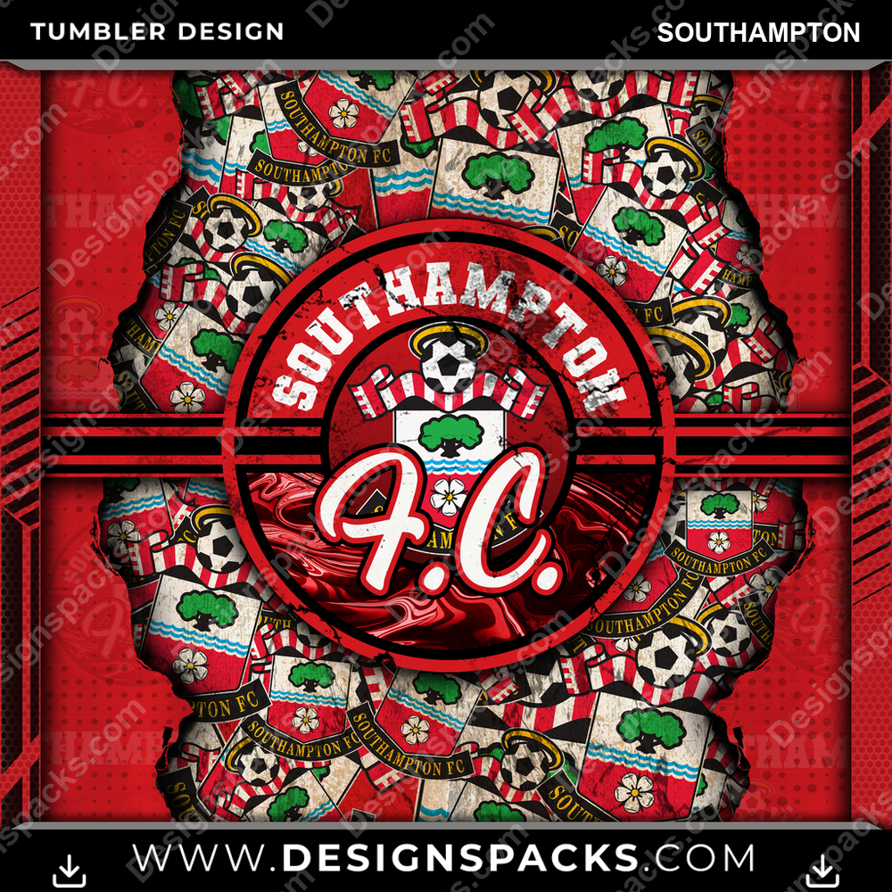 Soccer UK Ripped Southampton Tumbler Digital Wrap Design
