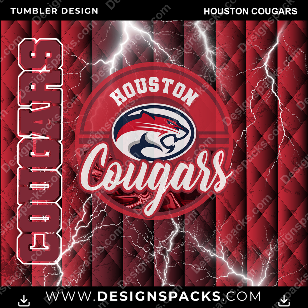 College Sport Diamond Houston Cougars Tumbler Digital Wrap Design