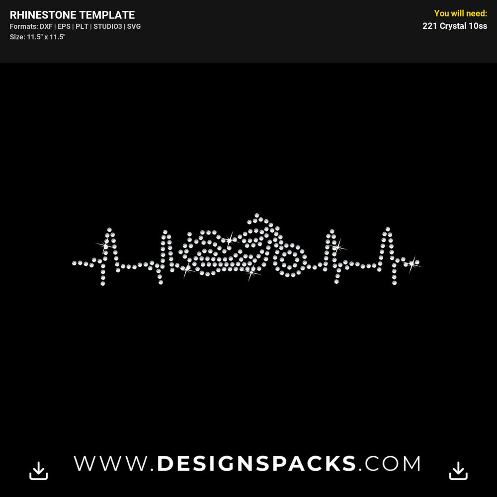 Motorcycle Heartbeat Rhinestone Digital Template