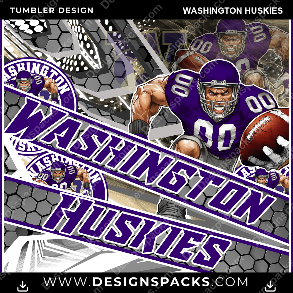College Sport Fathead Washington Huskies Tumbler Digital Wrap Design