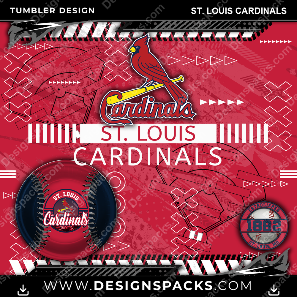 Baseball Xs & Os St. Louis Cardinals MLB Baseball Tumbler Digital Wrap Design Download