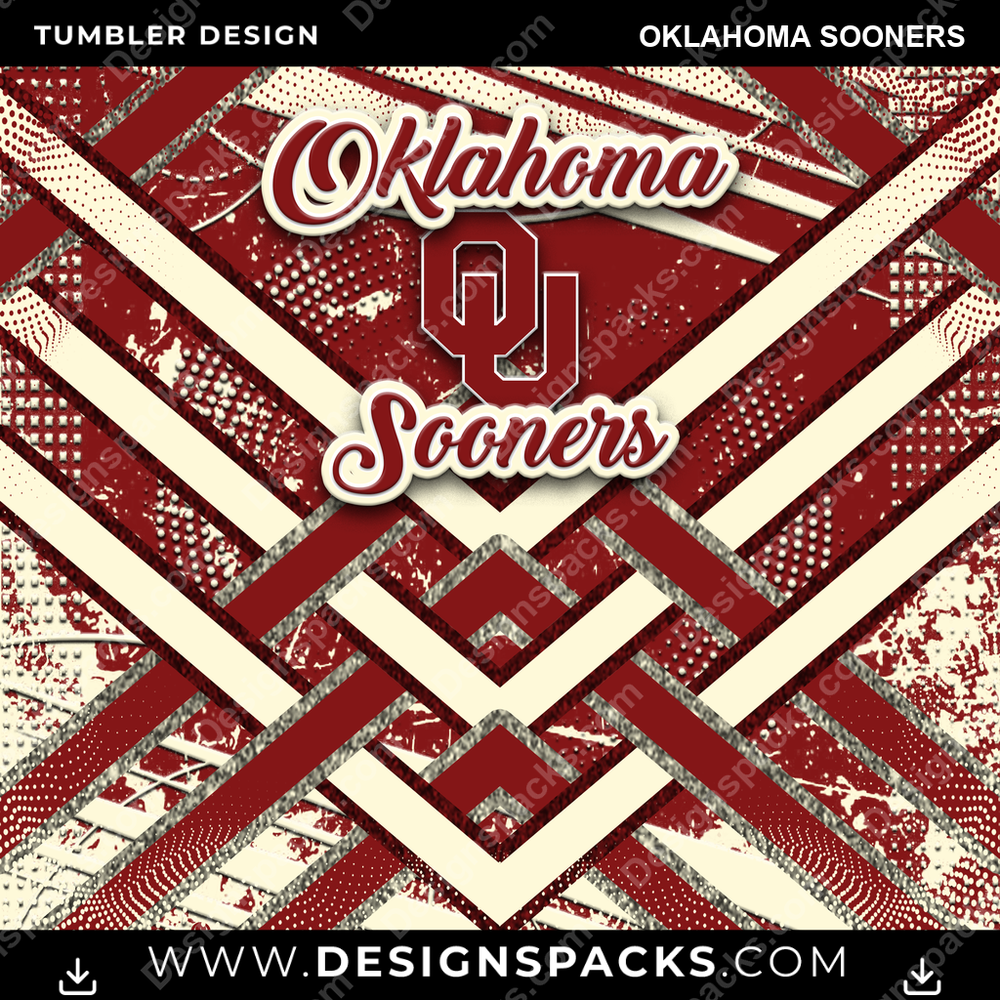 College Sport Glitter Stripe Oklahoma Sooners NCAA College Sport Tumbler Digital Wrap Design Download