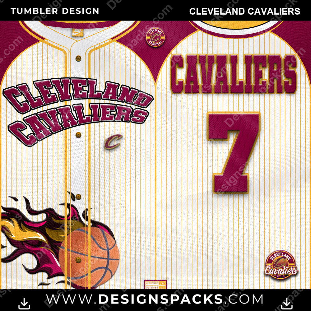 Basketball Team Button-Up Jersey Cleveland Cavaliers NBA Basketball Tumbler Digital Wrap Design Download