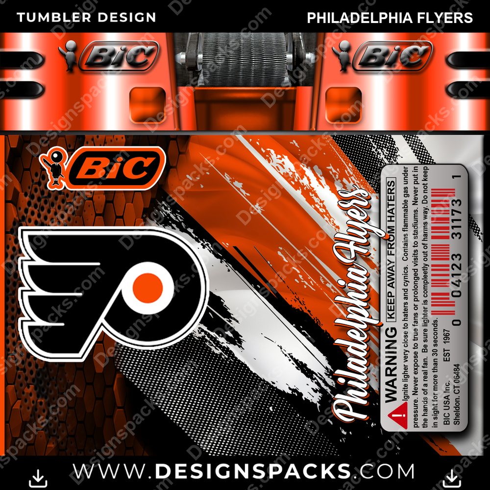 Hockey BIC Lighter Philadelphia Flyers Tumbler Digital Wrap Design