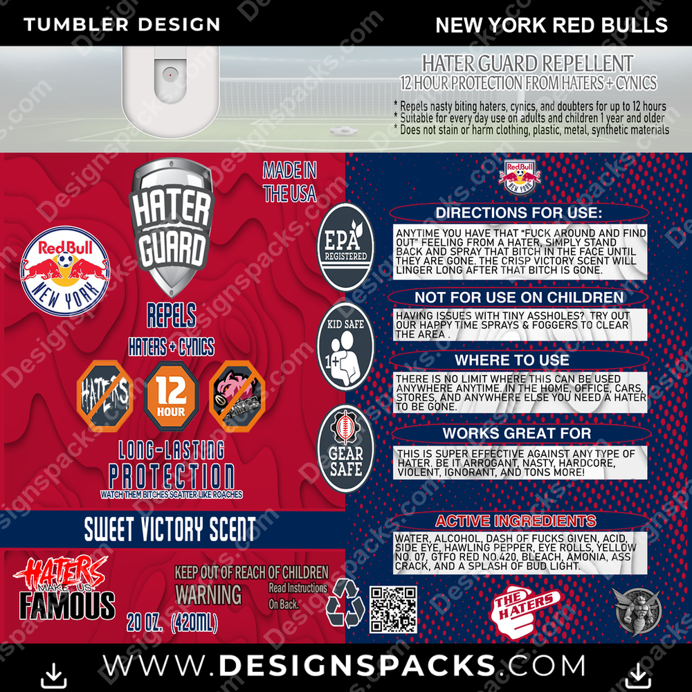 US Soccer Hater Guard New York Red Bulls Tumbler Digital Wrap Design