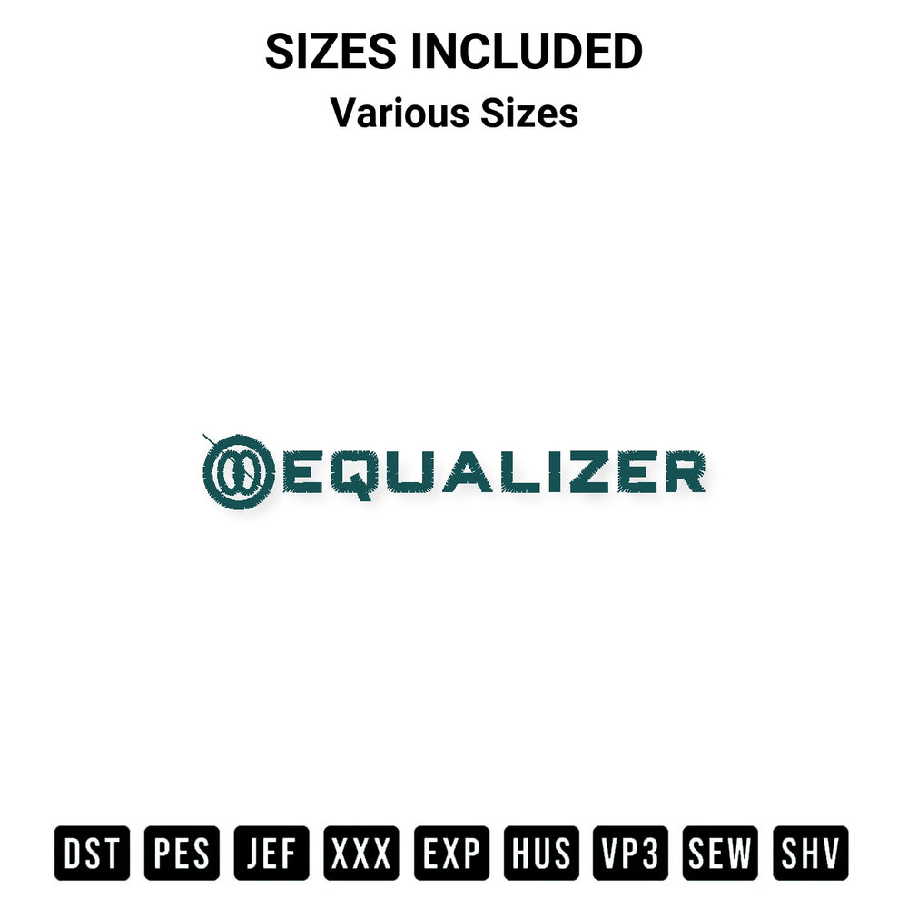 Get the Equalizer Text Embroidery Design embroidery design for your custom crafts! Premium digitized files available for instant download at Designspacks.com. Available sizes: Various Sizes.