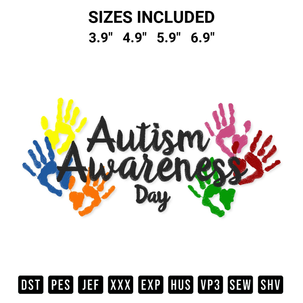 Elevate your next project with our Autism Awareness Day Embroidery Design embroidery file. Shop high-quality digital patterns instantly at Designspacks.com. Available sizes: 3.9", 4.9", 5.9", 6.9".