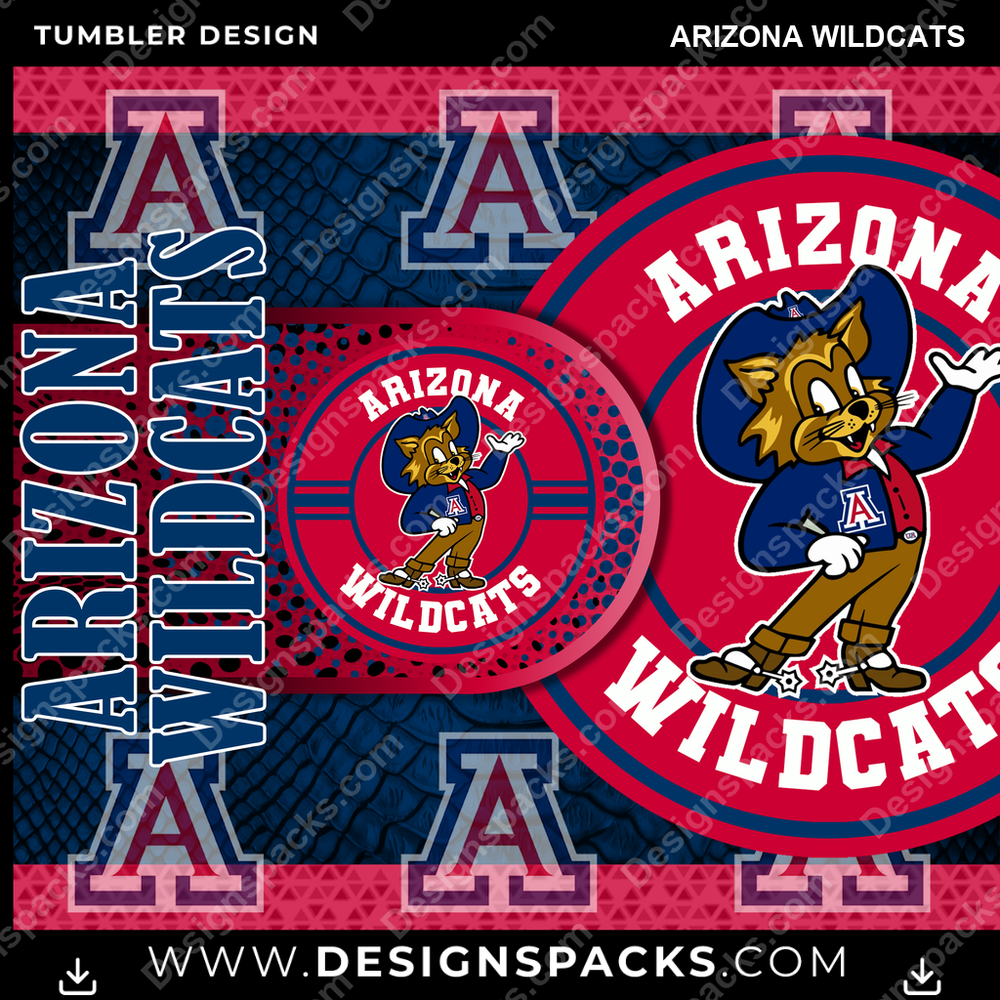 College Sport Hyper Arizona Wildcats Tumbler Digital Wrap Design