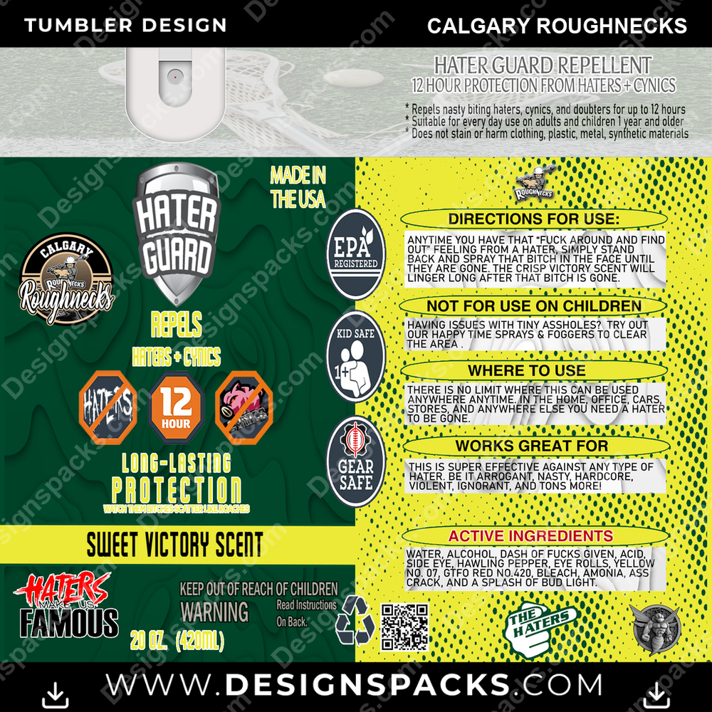 Lacrosse Hater Guard Calgary Roughnecks Tumbler Digital Wrap Design