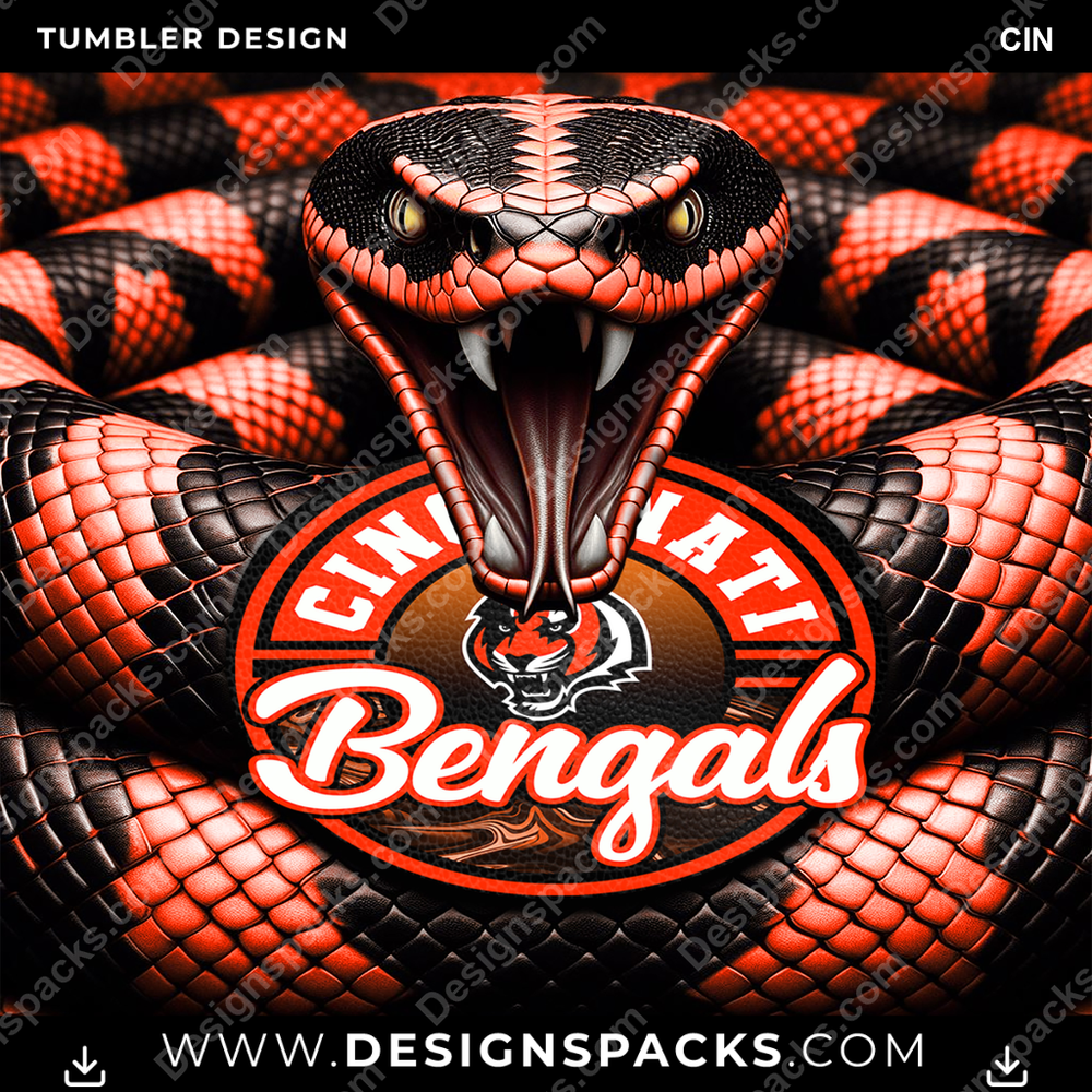 Football Rattle Snake CIN Tumbler Digital Wrap Design