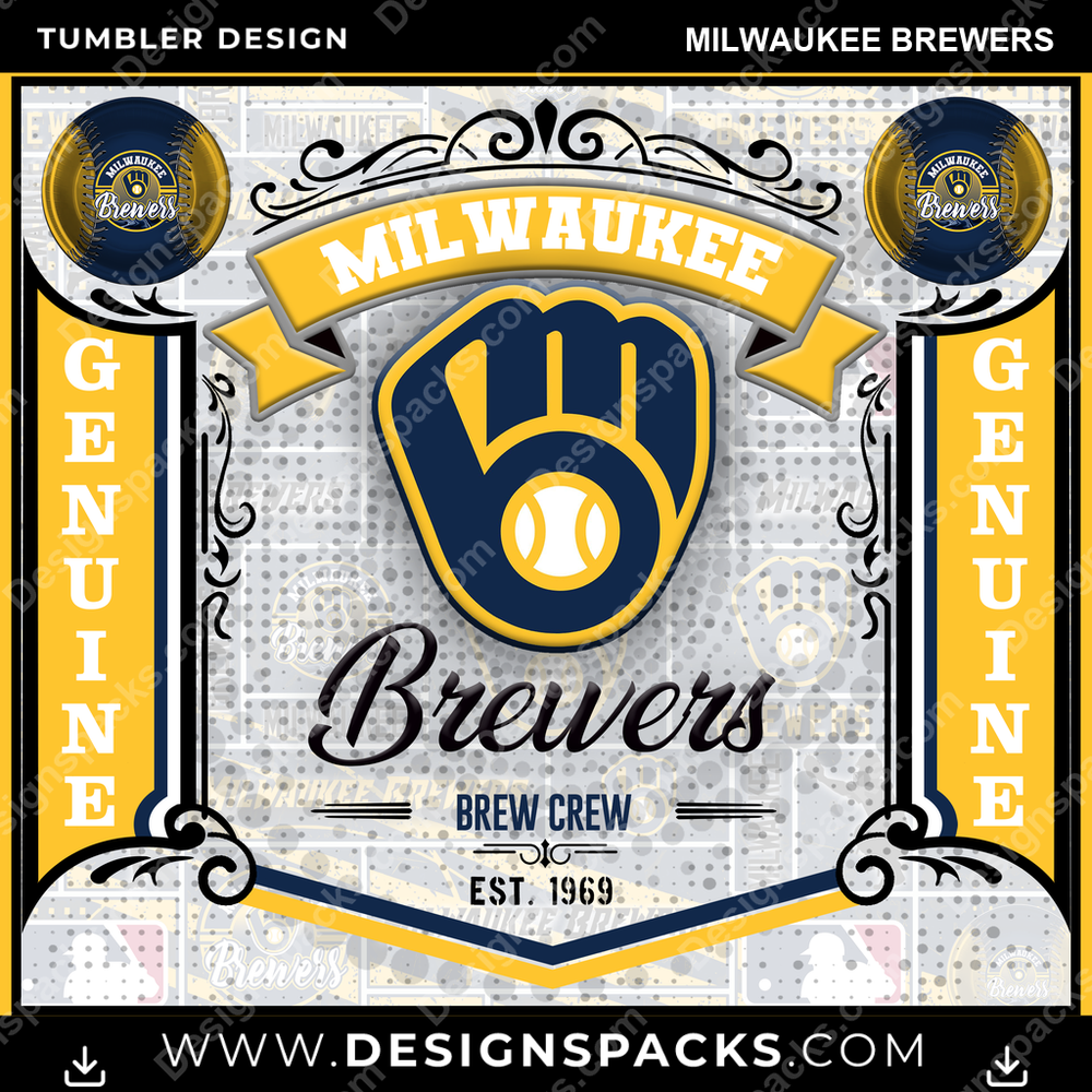 Baseball Bud Milwaukee Brewers Tumbler Digital Wrap Design