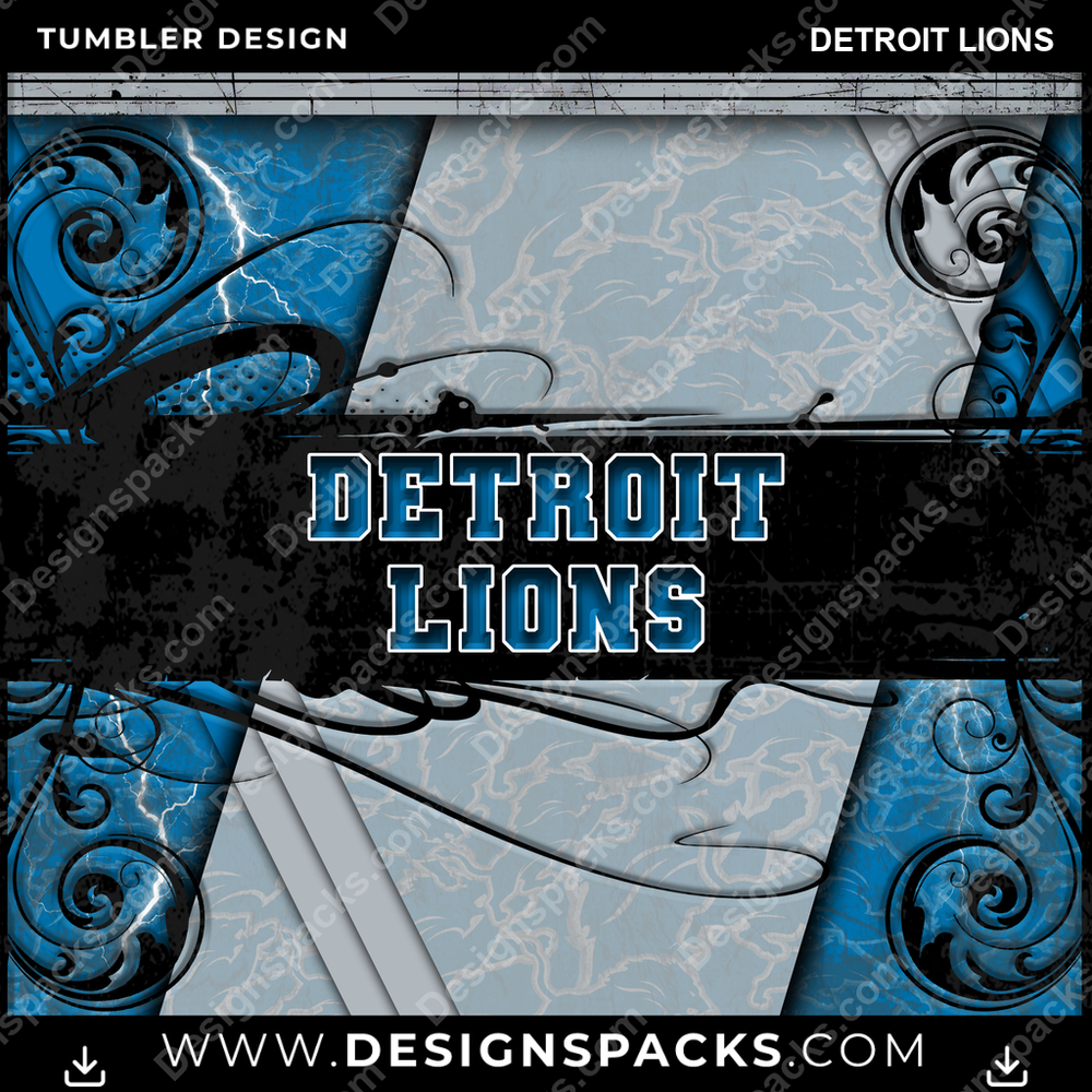 Football Elegant Detroit Lions Tumbler Digital Wrap Design
