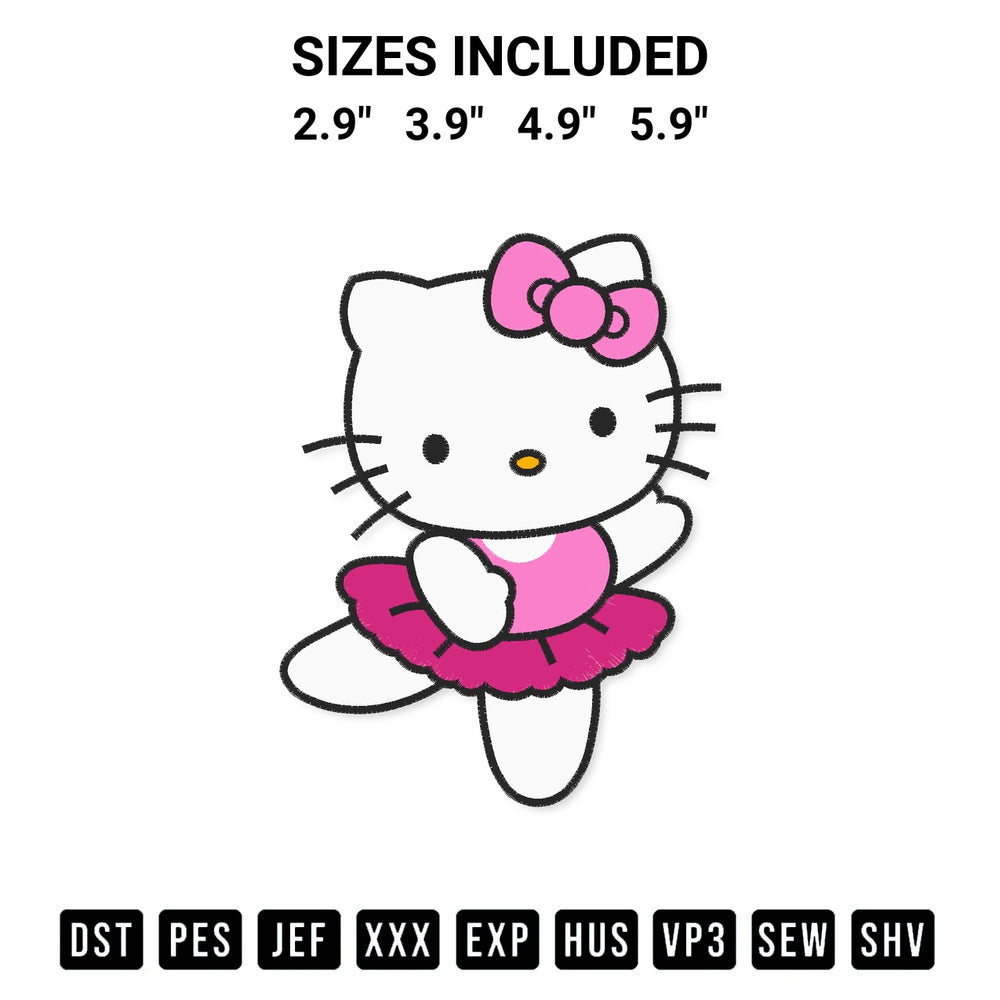 Get the Hello Kitty Ballerina Embroidery Design embroidery design for your custom crafts! Premium digitized files available for instant download at Designspacks.com. Available sizes: 2.9", 3.9", 4.9", 5.9".