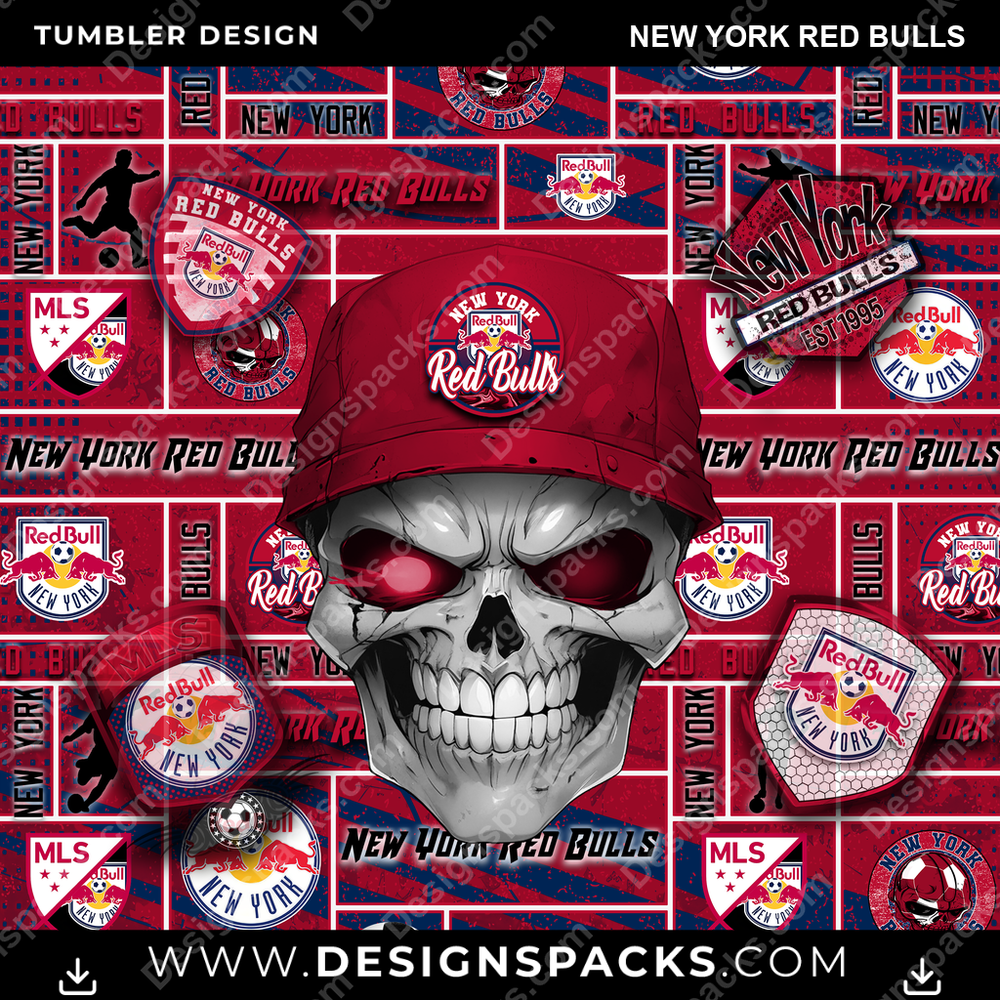 Soccer Skull New York Red Bulls Tumbler Digital Wrap Design