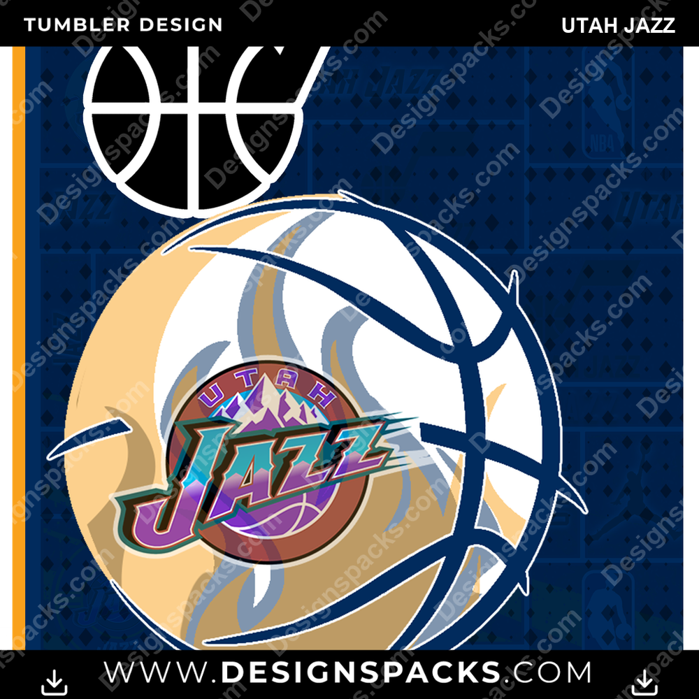 Basketball Posters Utah Jazz Tumbler Digital Wrap Design