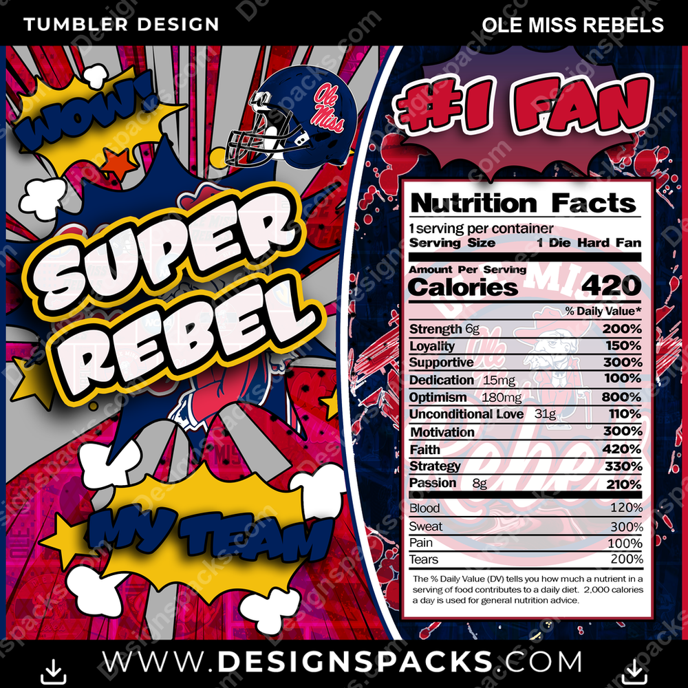 College Sport Super Team Ole Miss Rebels NCAA College Sport Tumbler Digital Wrap Design Download