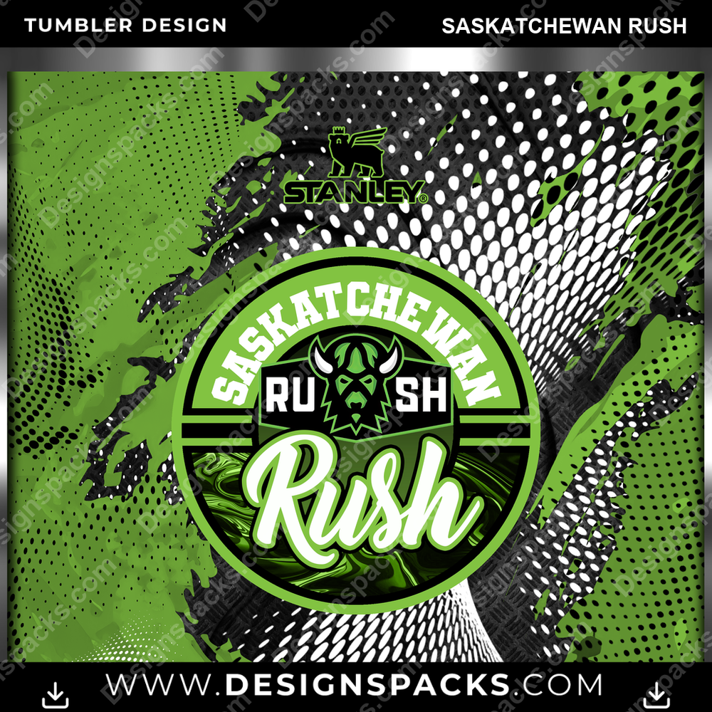 Lacrosse Stanley Saskatchewan Rush Tumbler Digital Wrap Design