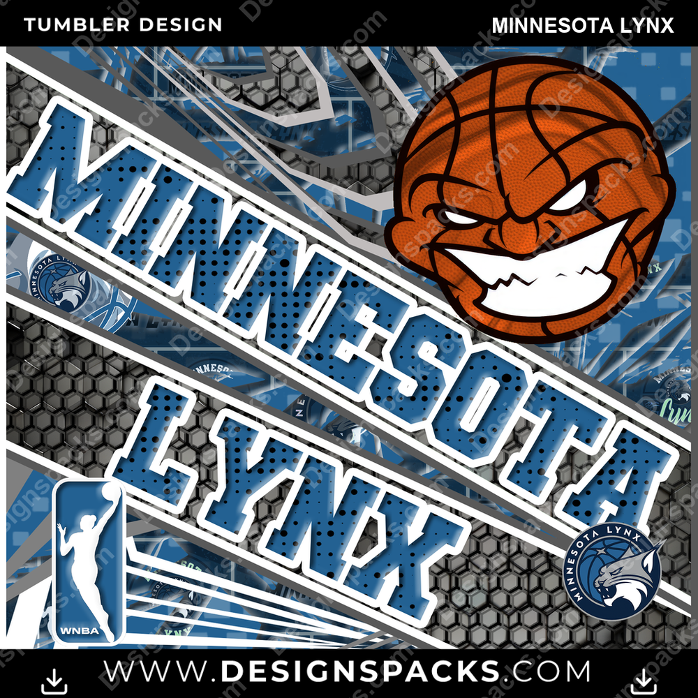 Basketball Angry Sports Minnesota Lynx NBA Basketball Tumbler Digital Wrap Design Download