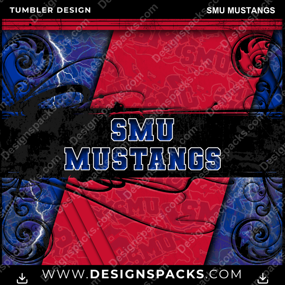 College Sport Elegant SMU Mustangs Tumbler Digital Wrap Design