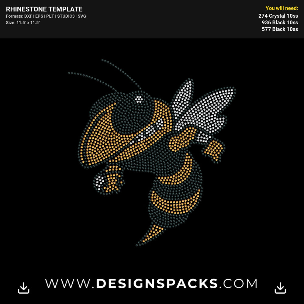 Big Yellow Jackets Rhinestone Digital Template