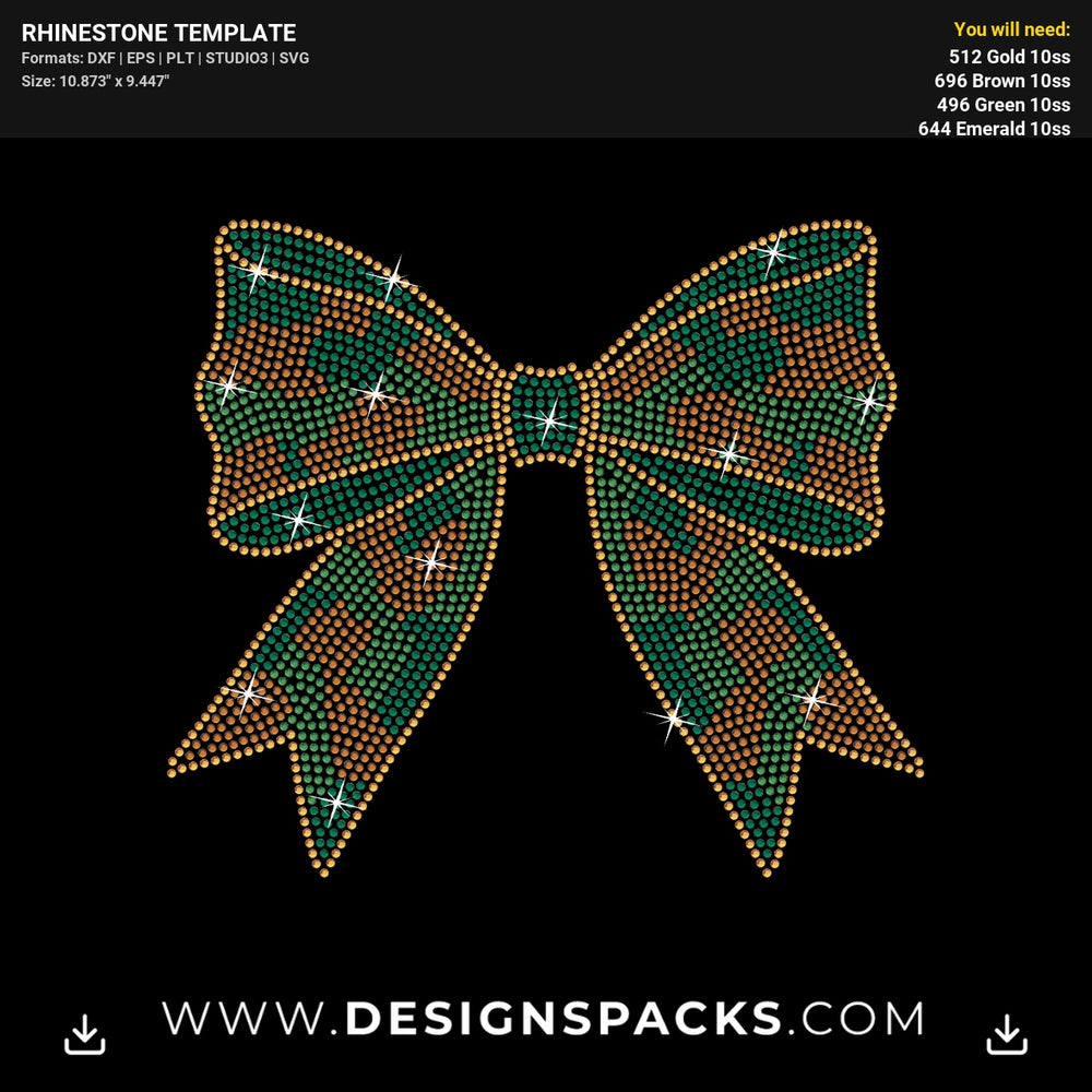 Camo Bow Coquette Rhinestone Digital Template